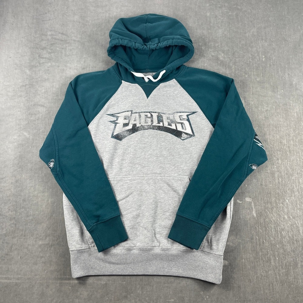 Philadelphia Eagles NFL Hands High Mens M Gray Teal Hoodie Raglan Pullover